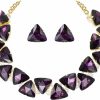 BriLove Brilove Art Deco Sparkly Triangle Statement Necklace Earrings Set For Women Jewelry Sets