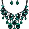 BriLove Brilove Women'S Tribal Ethnic Crystal Chunky Statement Necklace Dangle Earrings Set Jewelry Sets