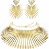 YADOCA Yadoca African Collar Choker Necklace Earrings Set For Women Gold Statement Tooth Shape Tribal African Jewelry Jewelry Sets