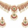 TARINIKA Tarinika Antique Gold Plated Yami Choker Set With Floral Design - Indian Jewelry Sets For Women | Perfect For Ethnic Occasions | Traditional Indian Choker Jewelry Set | 1 Year Warranty* Jewelry Sets