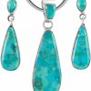 Turquoise Network Sterling Silver Genuine Turquoise Necklace & Earrings Matching Set (Choose Style) Jewelry Sets