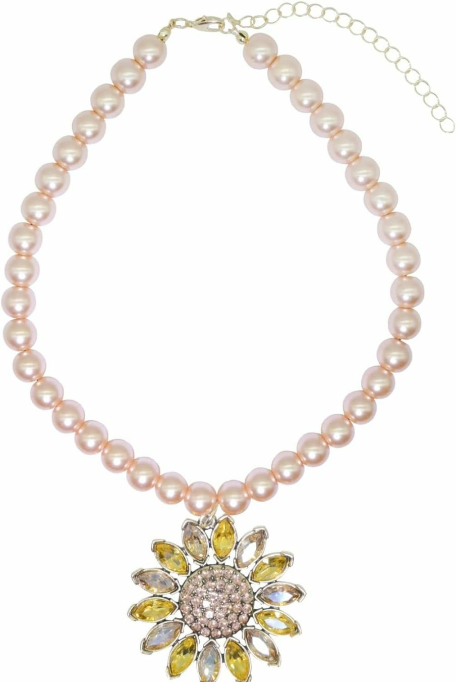 wolin Wolin Fake Pearl And Rhinestone Necklace And Earring Jewelry Set Dainty Flower Necklace 1920S' Vintage Style Colorful Wedding Necklaces For Brides-Rose Gold Necklace And Earrings Rings Set Jewelry Sets