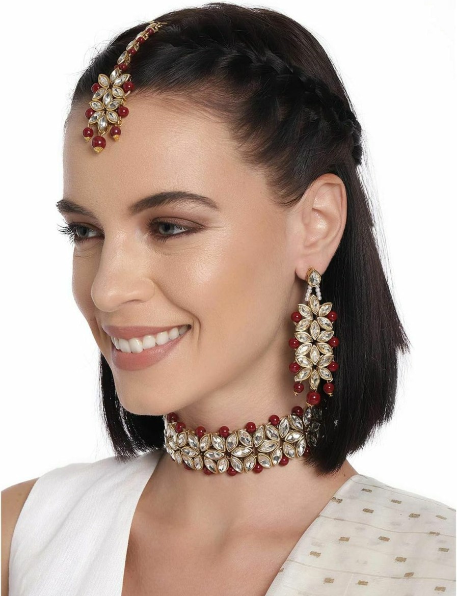 Aheli Aheli Gold Plated Kundan Jewelry Necklace With Earring Set For Women Jewelry Sets