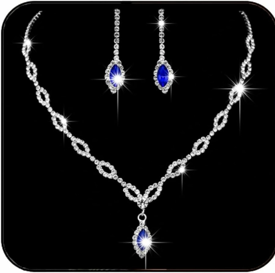 Yean Yean Bridal Jewelry Set For Wedding Rhinestone Silver Necklace Earring Set Prom Jewelry For Women Jewelry Sets