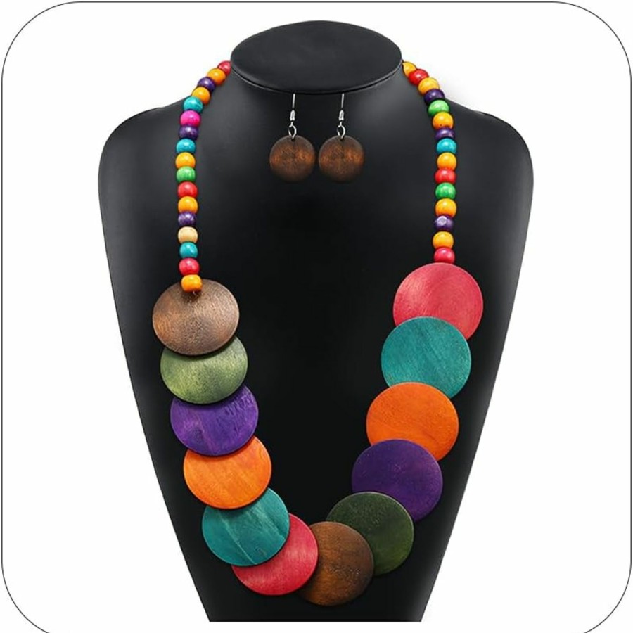 choice of all African Jewelry For Women African Necklace Earring Set For Black Women Chunky Necklace Colorful Beaded Necklace Black History Month Jewelry Accessories Jewelry Sets