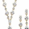 Mariell Mariell Gold Cubic Zirconia Necklace & Earrings Bridal Jewelry Set, Cz Crystal Statement Necklace Set For Weddings, Formal Events, Mother Of The Bride Jewelry Sets