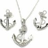 FC JORY C Jory White & Rose Gold Plated Anchor Necklace Earring Studs Jewelry Set Jewelry Sets