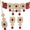 I Jewels I Jewels Valentines Day Gifts For Her 18K Gold Plated Indian Bollywood Light Weighted Kundan Pearl Studded Jewelry Set For Women (Ml224) Jewelry Sets