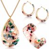 Kenning Kenning 4 Pcs Acrylic Jewelry Set For Women Statement Boho Resin Earrings Necklace Bracelet Stylish Jewelry Set For Women Girls Jewelry Sets