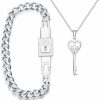 SunnyHouse Jewelry His & Hers Matching Set King Queen Couple Key Lock Bracelet And Pendant Set Couple King And Queen Jewelry In A Gift Box Jewelry Sets