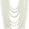 Fashion 21 Fashion 21 Women'S Ten Multi-Strand Simulated Pearl Statement Necklace And Earrings Set In Cream Color Jewelry Sets