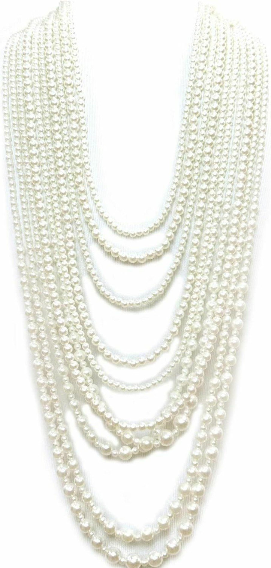 Fashion 21 Fashion 21 Women'S Ten Multi-Strand Simulated Pearl Statement Necklace And Earrings Set In Cream Color Jewelry Sets