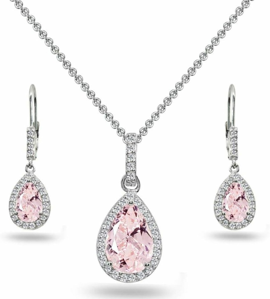 B. BRILLIANT Jewelry Sets For Women, Necklace And Earring Sets For Women, Birthstone Jewelry, Genuine Or Synthetic Gemstones, Teardrop Necklace And Dangle Earrings, Pendant Necklace, Sterling Silver Jewelry Jewelry Sets