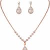 COCIDE Cocide Bride Jewelry Set Silver Crystal Wedding Necklace Earrings Bridal Rhinestone Teardrop Pendant Accessories For Women And Bridesmaids (3 Piece Set - 2 Earrings And 1 Necklace) Jewelry Sets