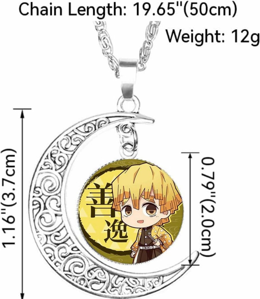 Aquasuki Aquasuki Nezuko Kamado Anime Jewelry Set Glass Dome Crescent Moon Pendant Charm Necklace, Earrings, Bracelet Jewelry Set Gifts For Women Girls Jewelry Sets