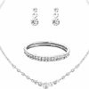 Enrwin Silver Plated Elegant Necklace Earrings Bride Bridesmaid Jewelry Sets For Wedding Prom Crystal Jewelry Set For Women Costume Accessories Jewelry Sets