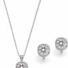 Mariell Mariell Cubic Zirconia Crystal Necklace & Clip On Earrings Jewelry Set, 10Mm Solitaire With Stud Earrings Jewelry Sets