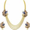 Efulgenz Efulgenz Gold Tone Indian Jewelry Sets For Women Dubai Style Necklace Set Indian Gold Tone Floral Choker Necklace Dangle Earrings Indian Bridal Jewelry For Wedding Fashion Jewelry Jewelry Sets