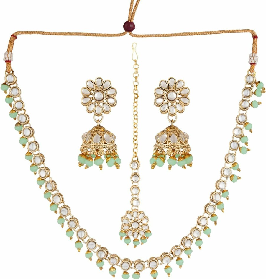 Jwellmart Jwellmart Gold Polish Faux Kundan Bridal Wedding Choker Necklace Earrings Tika Combo Set Bollywood Party Traditional Fashion Indian Jewelry Jewellery Set For Women Jewelry Sets