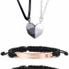 HUASAI Couples Bracelets Matching Bracelets For Couples Heart Necklace For Bf Gf Couples Jewelry Set Moon Sun Necklaces Distance Relationship Bracelets Couples Gift For Him Her Jewelry Sets