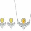 HONEY DREAM Honey Dream Women'S 925 Sterling Silver Plated 14K Gold Light Luxury Crown Yellow Zircon Gemstone 2Pcs Jewelry Sets Handmade Original Design Earrings Necklace Jewelry Sets