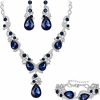 BriLove Brilove Wedding Bridal Jewelry For Women Multi Teardrop Cluster Crystal Statement Necklace Dangle Earrings Link Bracelet Set Jewelry Sets