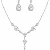 EleQueen Elequeen Women'S Wedding Bridal Jewelry Set For Brides Bridesmaids, Elegant Leaf Vine Cubic Zirconia Teardrop Necklace Earrings Bracelet Sets For Party Prom Jewelry Sets