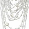 Thkmeet Thkmeet Gatsby 1920S Multilayer Faux Pearl Necklace Long Sweater Chain Necklace Earrings For Women Girls Vintage Bridal Jewelry Set Jewelry Sets