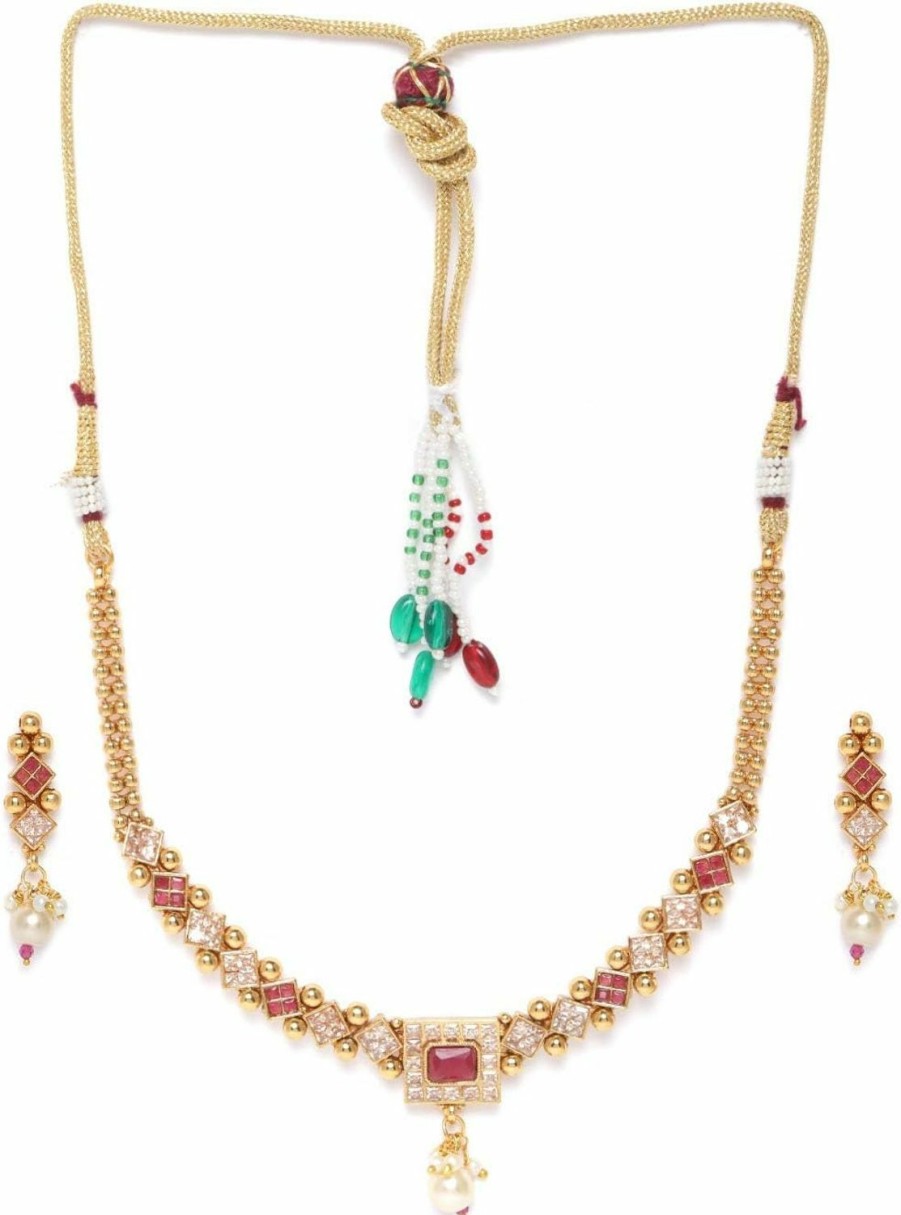 Priyaasi Priyaasi Indian Choker Jewelry Set For Women | Necklace Set For Women | Gold-Plated | Brass Metal | Indian Bridal Jewelry Set For Wedding | Bollywood Jewelery Set Jewelry Sets