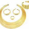 Fstrend Fstrend Statement Choker Bracelet Earrings Set Gold Plated African Bib Chunky Necklace Costume Party Jewelry Accessories For Women And Girls Jewelry Sets