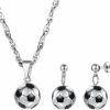 PROSTEEL Prosteel Soccer Ball Football Charm Pendant Necklace Drop Earrings Set Gift Stainless Steel 18K Plated Sport Girl Women 3D Jewelry Set Jewelry Sets