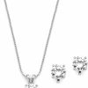 Mariell Mariell Platinum Plated Cubic Zirconia Jewelry Set - 2Cwt Round Pendant With Matching Clip-On Earrings Jewelry Sets