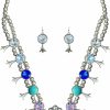 Wonderent Wonderent Western Boho Crystal Turquoise Squash Blossom Statement Necklace/W Earrings No.2338 Jewelry Sets