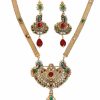 Touchstone Touchstone Indian Bollywood Handcrafted Traditional Royal Mughal Kundan Polki Meenakari Enamel Colorful Wedding Designer Jewelry Long Necklace Set In Gold Or Silver Tone For Women. Jewelry Sets