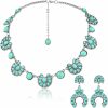 Bonuci Bonuci Women Necklace Set Long Turquoise Beads Endless Vintage Jewelry Simulated Collar Western Necklace Cute Turquoise Jewelry Earring Accessories Jewelry Sets