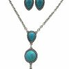 Rosemarie & Jubalee Rosemarie & Jubalee Women'S Stunning Western Semi Precious Turquoise Howlite Stone Y-Drop Pendant Necklace Earring Set, 18\"+3\" Extender Jewelry Sets