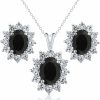 Gem Stone King Gem Stone King 925 Sterling Silver Black Onyx Pendant And Earrings Jewelry Set For Women (3.45 Cttw, Gemstone December Birthstone, Oval 8X6Mm And 7X5Mm, With 18 Inch Silver Chain) Jewelry Sets