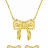 FOLOOTY Folooty Bow Earrings Necklaces Jewelry Set For Women Girl Classic Ribbon Bowknot Stud Earrings Cute Earrings Trendy Gift Jewelry Sets