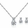 Ladorn Ladorn Bridesmaid Jewelry Sets Gifts Bridesmaid Earrings Necklace Sets Silver Round Stud Solitaire Bridesmaid Set Jewelry Sets