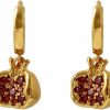 Aimery Aimery Pomegrante Earrings,Pomegranate Necklace,Jewelry, Advanced Cubic Zirconia Set With Red Pomegranate Pendant, 18K Gold Plated. (Pomegranate Earring.) Jewelry Sets