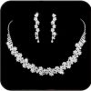 Yean Yean Silver Bride Necklace Earrings Set Crystal Bridal Wedding Jewelry Sets Rhinestone Choker Necklace Prom Costume Jewelry Sets For Women And Girls Jewelry Sets