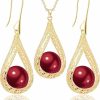 Qinpan Qinpan 14Mm Big Pearl Necklace And Earring Sets For Women Glod Plated Jewelry Set Jewelry Sets