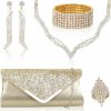 Rionaty Rionaty Women Clutch Purse Jewelry Set, Necklace And Earring Sets For Women Including Bracelet Ring Clutch Bag, Elegant Jewelry Set For Evening Wedding Party Jewelry Sets