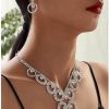 Masiter Masiter Rhinestone Necklace Crystal Earrings Glitter Tennis Chain 2Pcs Wedding Bridal Bridesmaid Costume Jewelry Set For Women And Girls Jewelry Sets