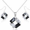 Crystalline Azuria Crystalline Azuria Zirconia Crystals Rhombus Jewelry Set Pendant Necklace Earrings 18K White Gold Plated Jewelry Set For Women Jewelry Sets