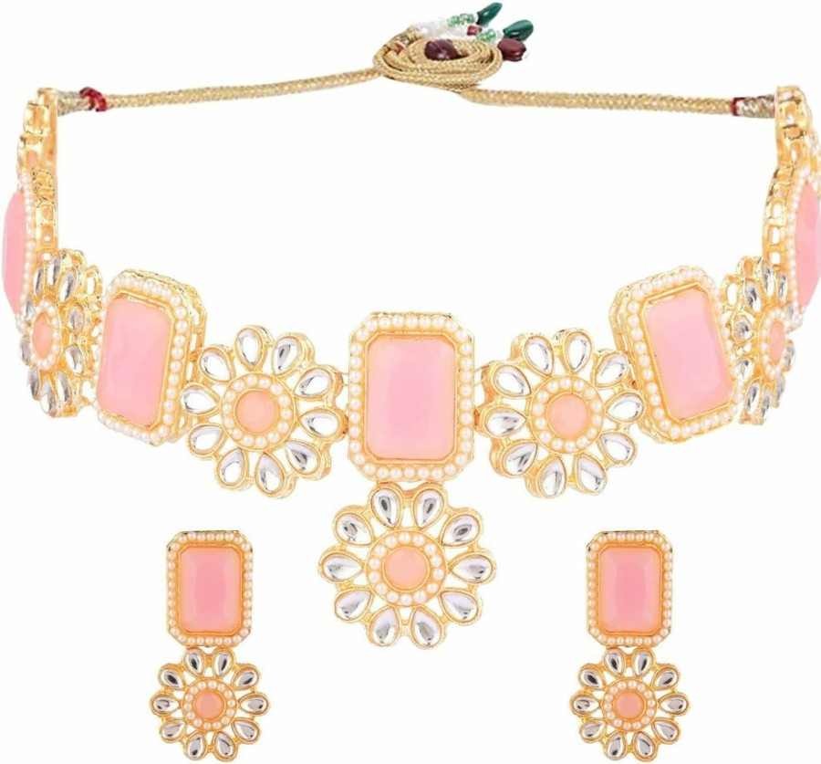 Efulgenz Efulgenz Indian Crystal Jewelry Set Bollywood Bridal Austrian Rhinestone Choker Necklace Dangle Earrings With Maang Tikka Head Chain Wedding Jewelry For Women Jewelry Sets