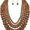 JHWZAIY Jhwzaiy 5 Layered Beaded Statement Chunky Necklaces For Women - Multi Strand Colorful Bead Layered Bib Necklace For Women Fashion Jewelry Costume Earring Set Jewelry Sets