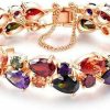 Hermosa Hermosa Rose Gold Plated Multicolor Austria Crystal Elements Jewelry Set Necklace Earrings Bracelet And Ring Jewelry Sets