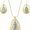 Madison Tyler Madison Tyler Classic Jewelry Collection | Silver Teardrop Necklace With 18\" Inch Snake Chain And Earring Set Jewelry Sets