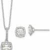 Generic Necklace & Earring Set, 18 Inches, Crystal Accents, Polished Rhodium Jewelry Sets